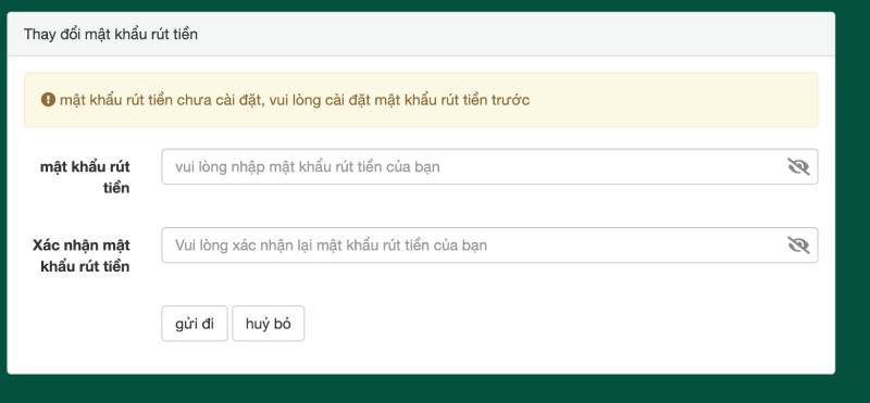 Cài đặt mật khẩu rút tiền – bước đầu tiên và bắt buộc